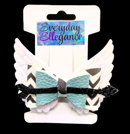 Valentine's Day Chevron Glitter Wings and Arrow Bow