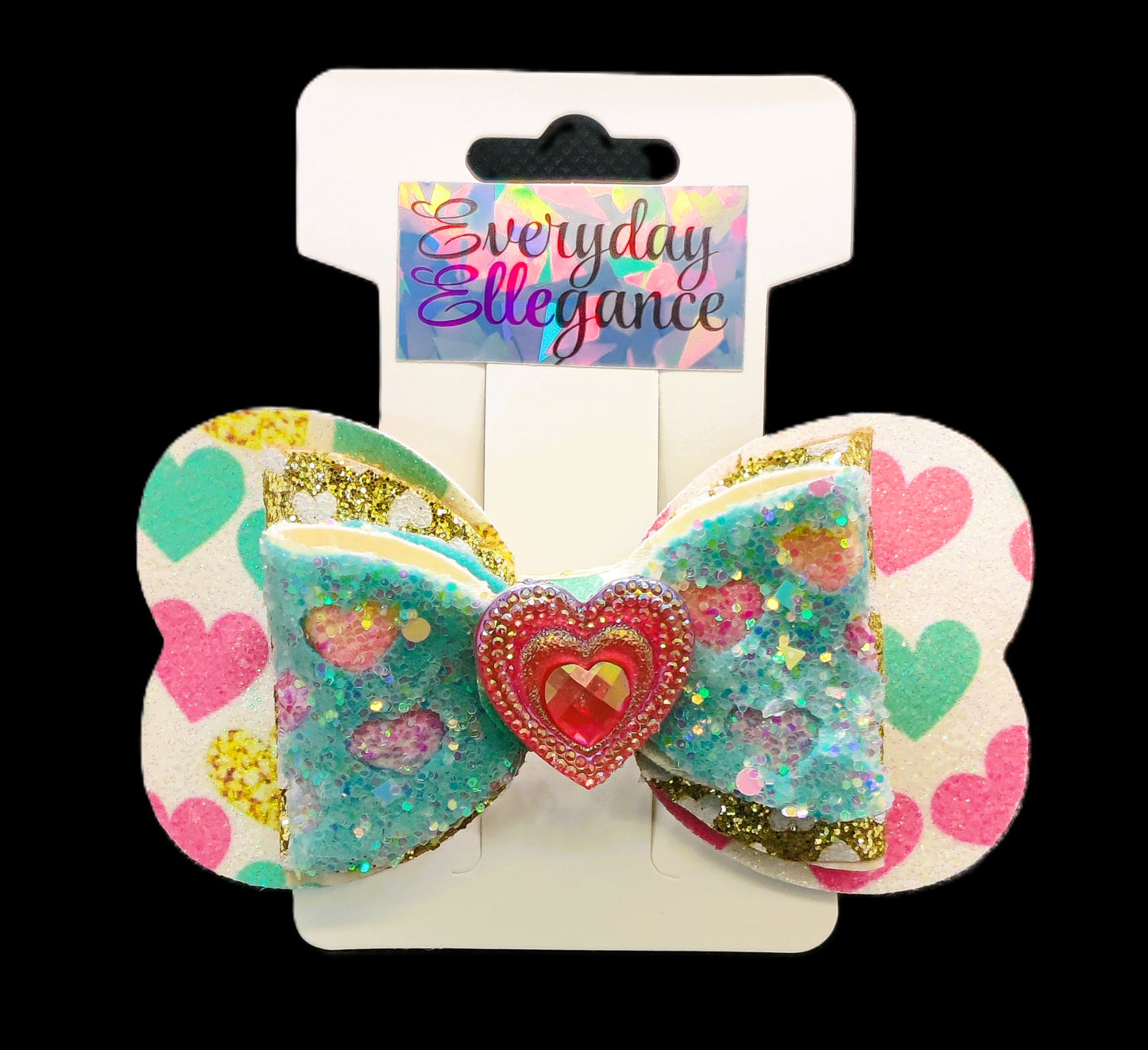 Cut Out Heart Bow with a Heart Accent
