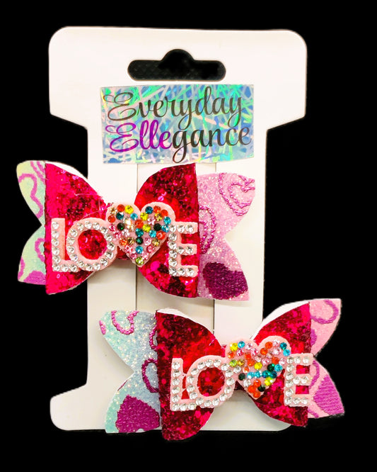 Valentine's Day Glitter Set with Glitter Rhinestone Love Accents