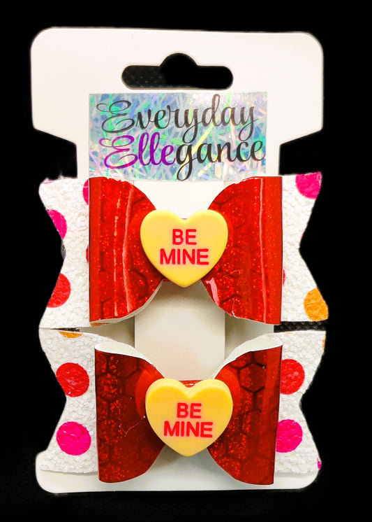 Valentine's Day Holographic Polka Dot Set with Candy Heart Accents