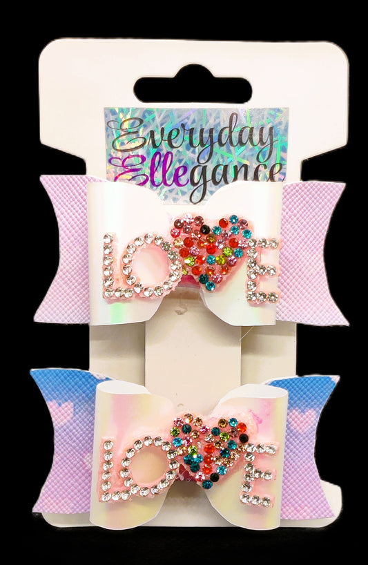 Valentine's Day Set with Glitter Love Rhinestone Accents