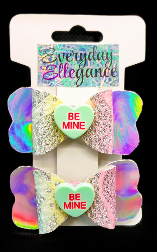 Valentine's Day Holographic Glitter Set with Candy Heart Accents