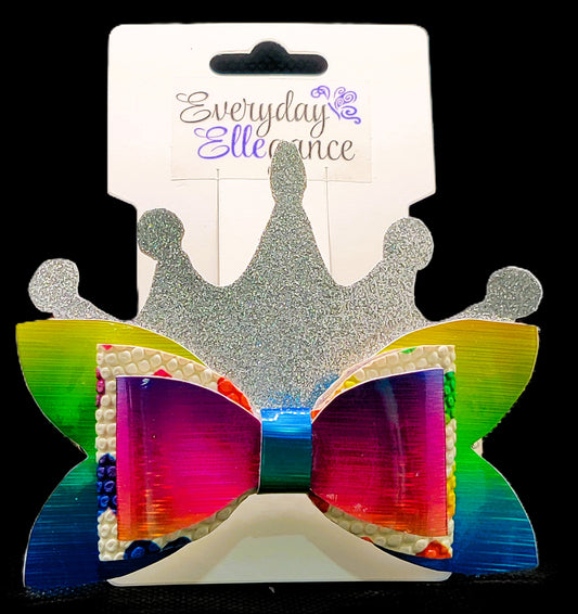 Holographic Glitter Crown Bow
