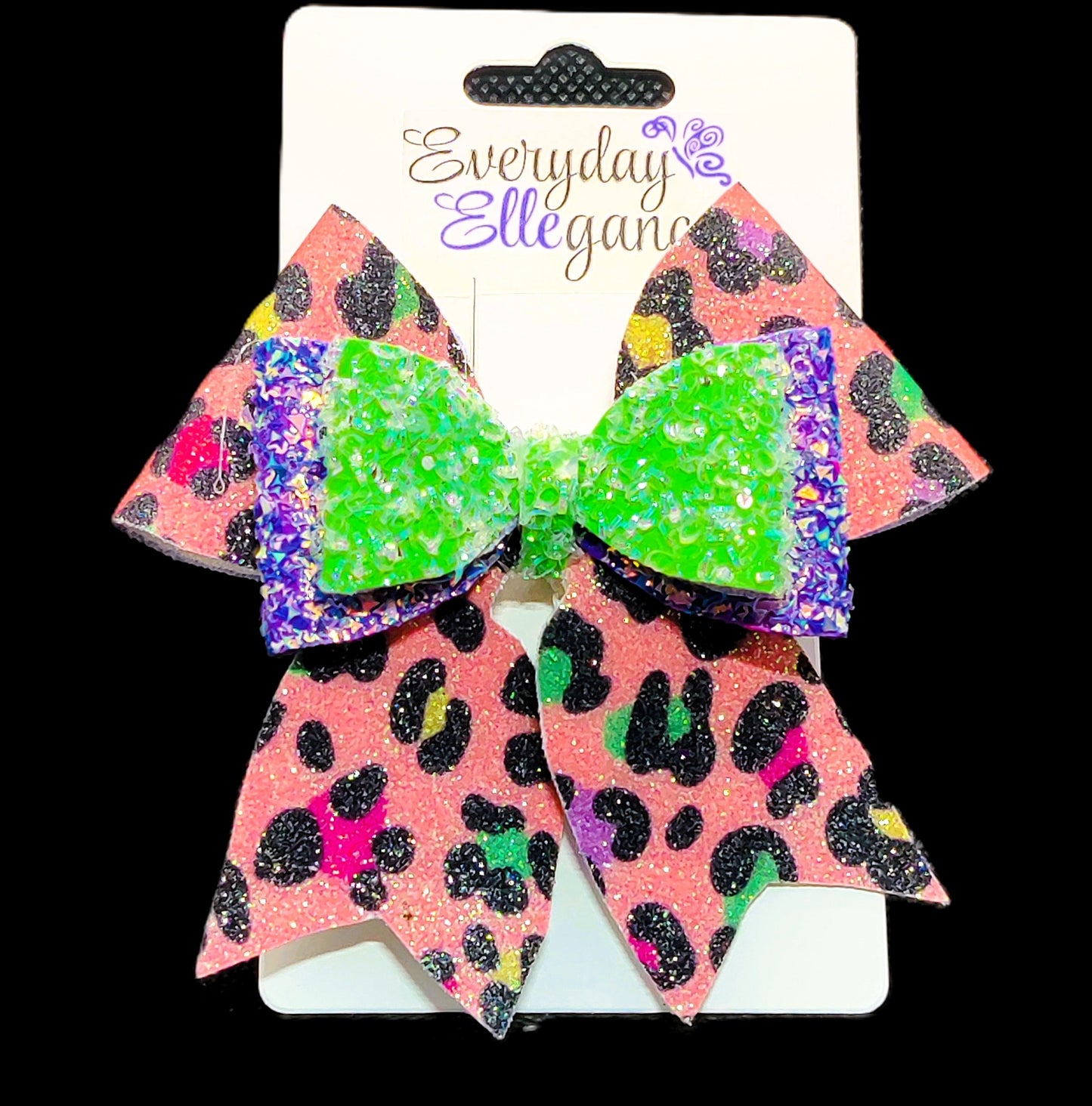 Cheetah Print Chunky Glitter Bow