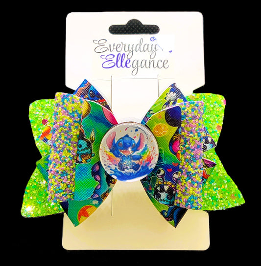 Glitter Stitch Bow with a Stitch Cabochon Accent