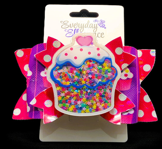 Polka Dot Cupcake Bow With A Cupcake Shaker Accent