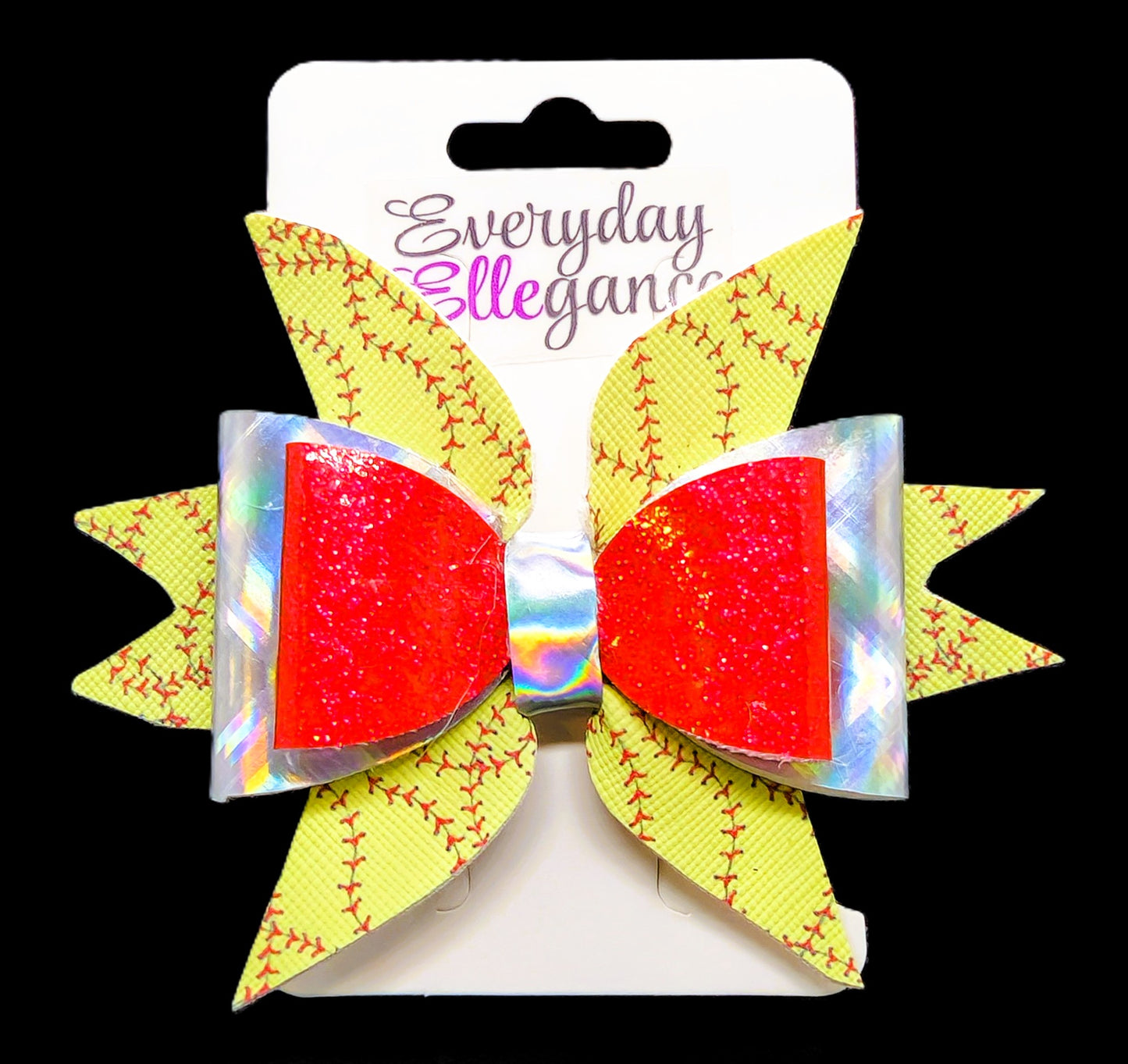 Holographic Glitter Softball Bow