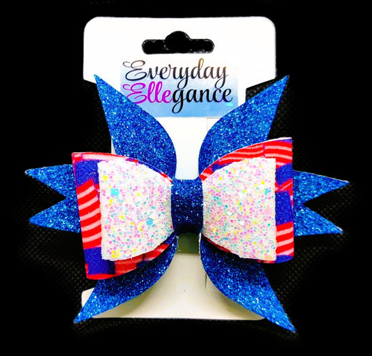 American Flag Glitter Star Hairbow