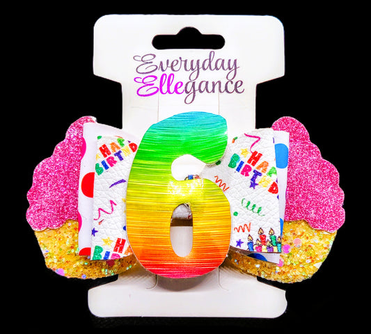 Customizable Glitter Cupcake Birthday Bow