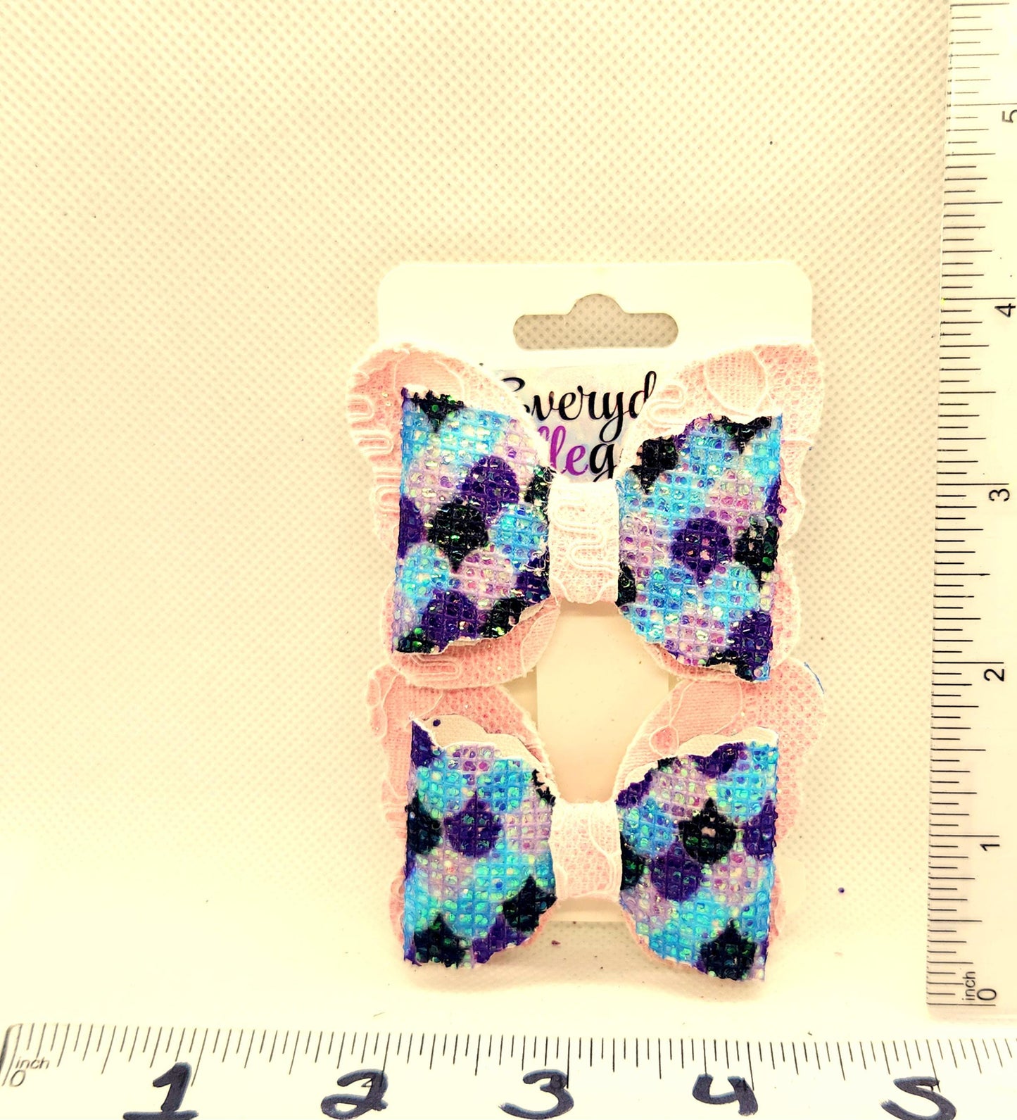Glitter Butterfly Hairbow Set - Pink, Purple, Blue, and Black