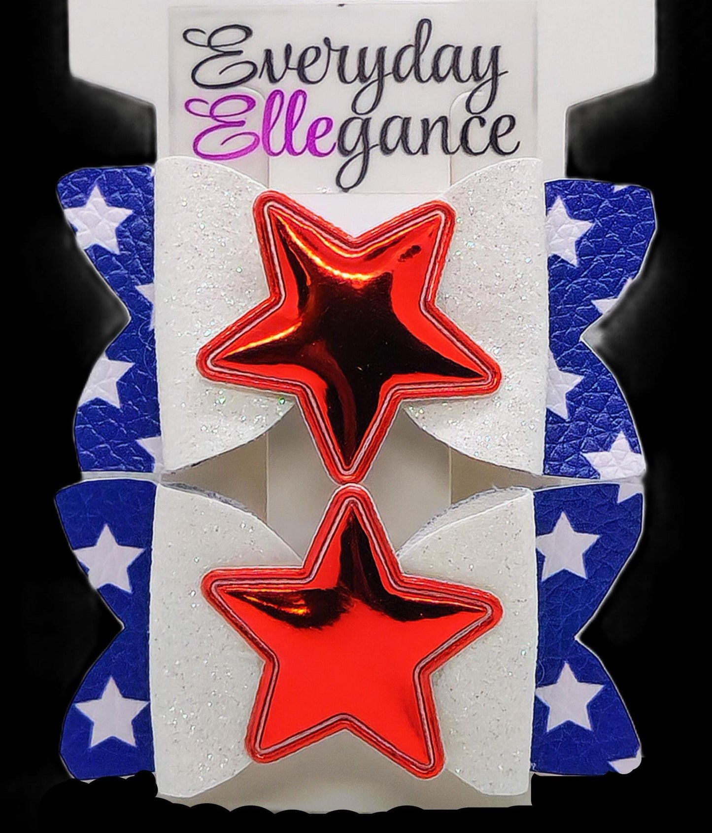 Glitter Star Bow Set with Metallic Star Accents