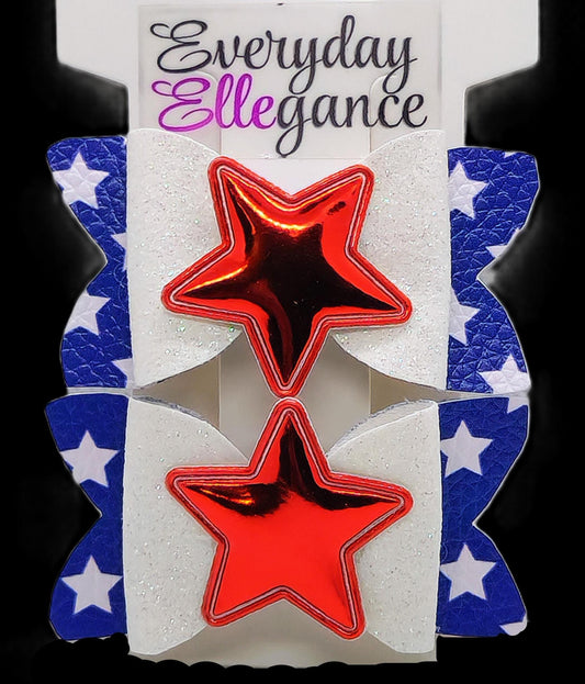 Glitter Star Bow Set with Metallic Star Accents