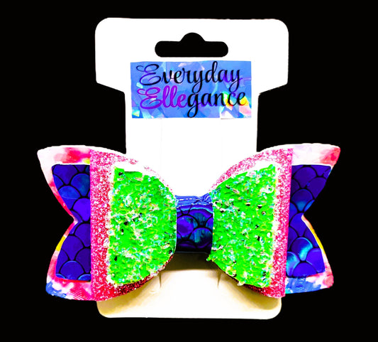 Holographic Mermaid Scale and Glitter Hairbow