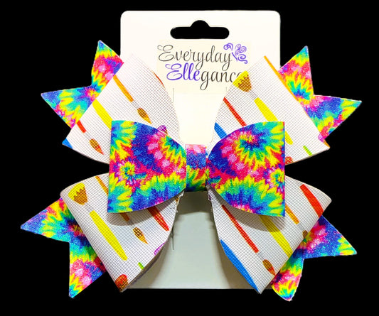 Glitter Tie Dye Paintbrush Bow