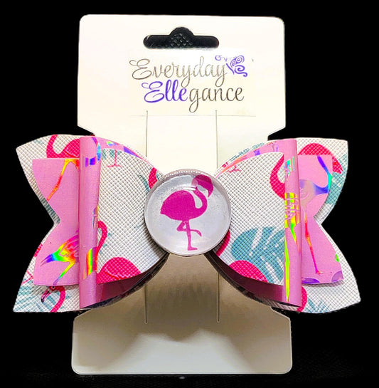 Flamingo Bow with a Flamingo Cabochon Accent