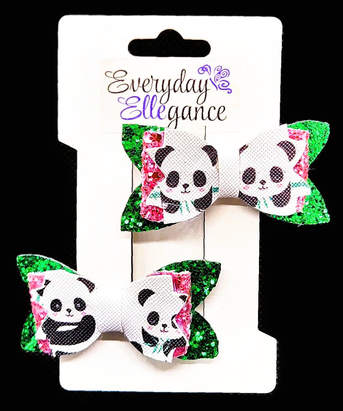 Glitter Panda Bow Set