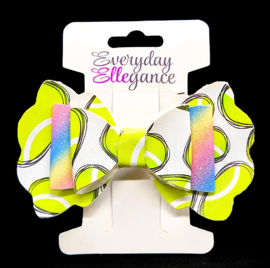 Pastel Glitter Tennis Bow